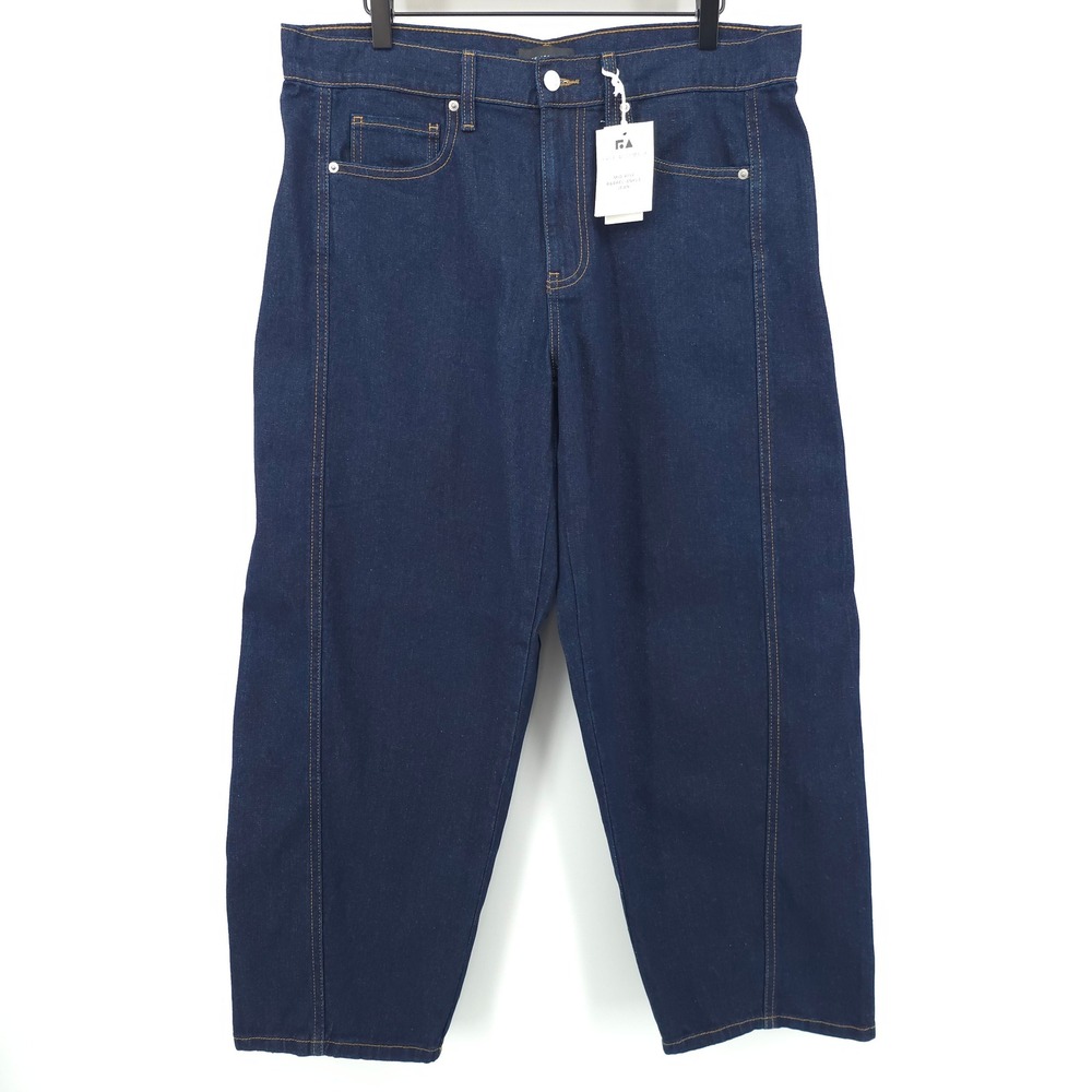 Free Assembly Womens Mid Rise Barrel Ankle Jean 10 Dark Indigo Denim NWT